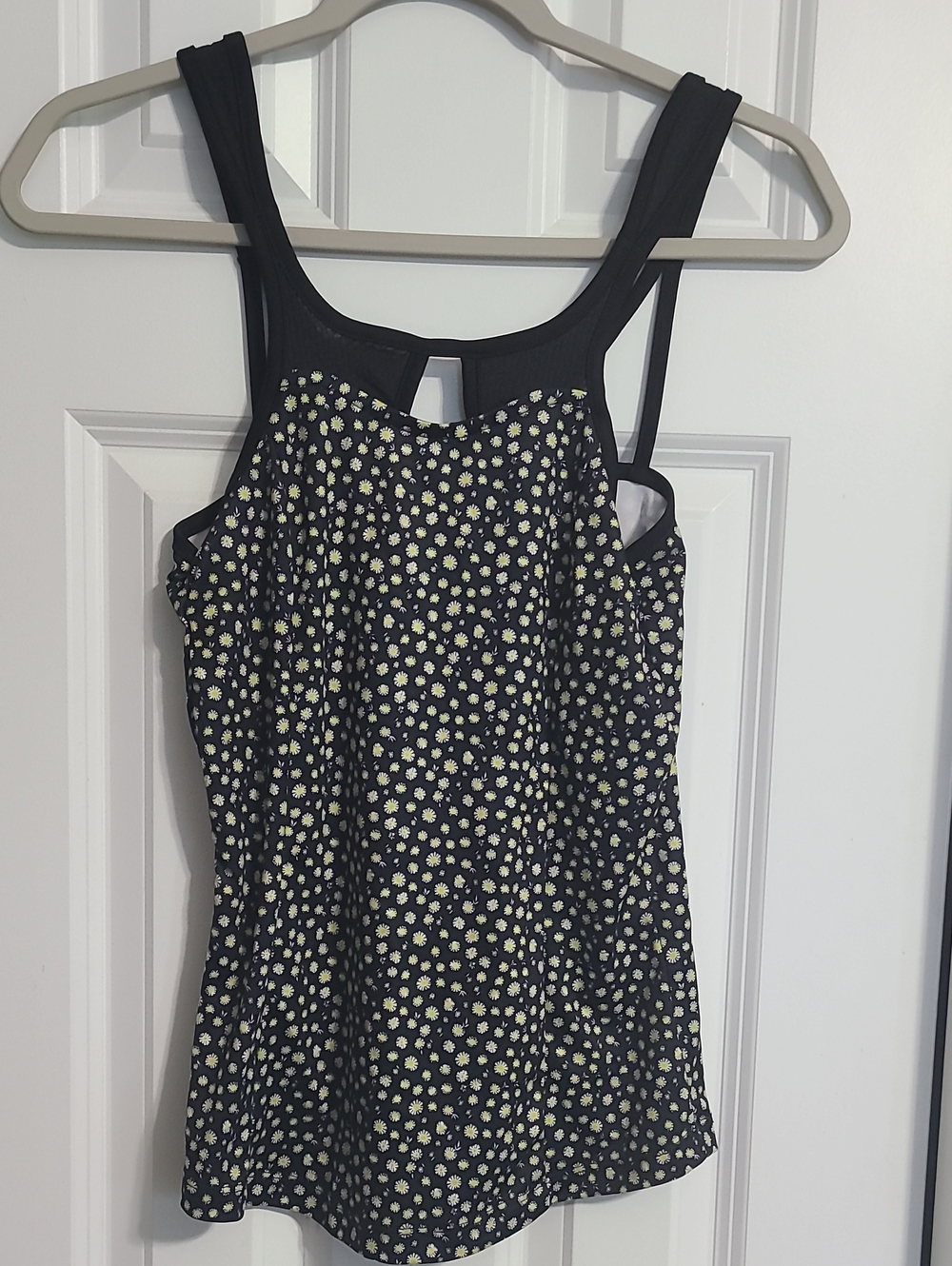 Grand Slam Athletic Black Tank Top with Yellow And White Daisy Print